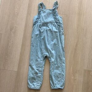 100% Cotton Carter's Light Blue Denim Ruffle-Shoulder Overalls